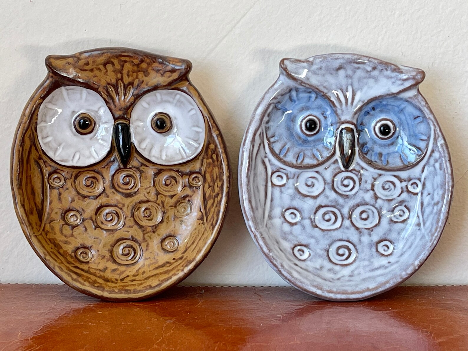 Japanese Pottery Owl Dishes/ Set of 2 Hand Made Pottery Owl Etsy