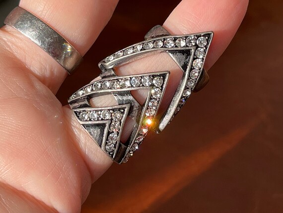 Gauntlet Knuckle Ring Hinged Articulted Silver Rh… - image 4