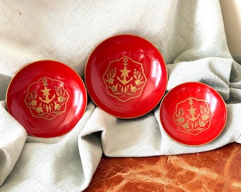 Japanese Antique Lacquer Sake Sakazuki Set of 4 Red Lacquer Sake