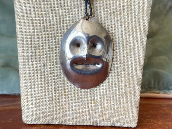 Tribal Mask Spoon Pendant Necklace Upcycled Handm… - image 4