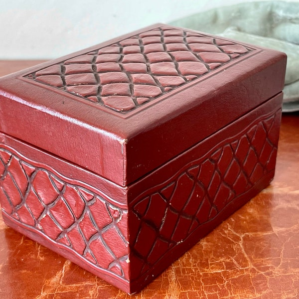 Vintage Leather Desk Cigarette Box Crocodile Design Home Accessory De Luxe Craft Chicago Desk Storage Box SI1086