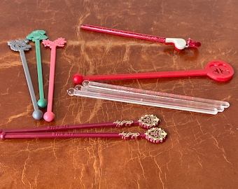 Vintage Tiki Cocktail Swizzle Sticks Midcentury Barware Drink Stirrers Retro Airline Souvenir Locke Ober Cafe 1960’s Cocktails SI713