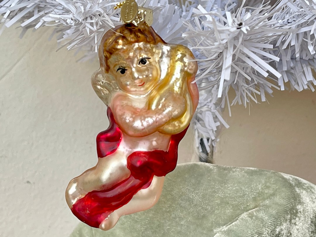 Vintage German Mercury Glass Angel Ornament Pink Victorian Style Blown ...