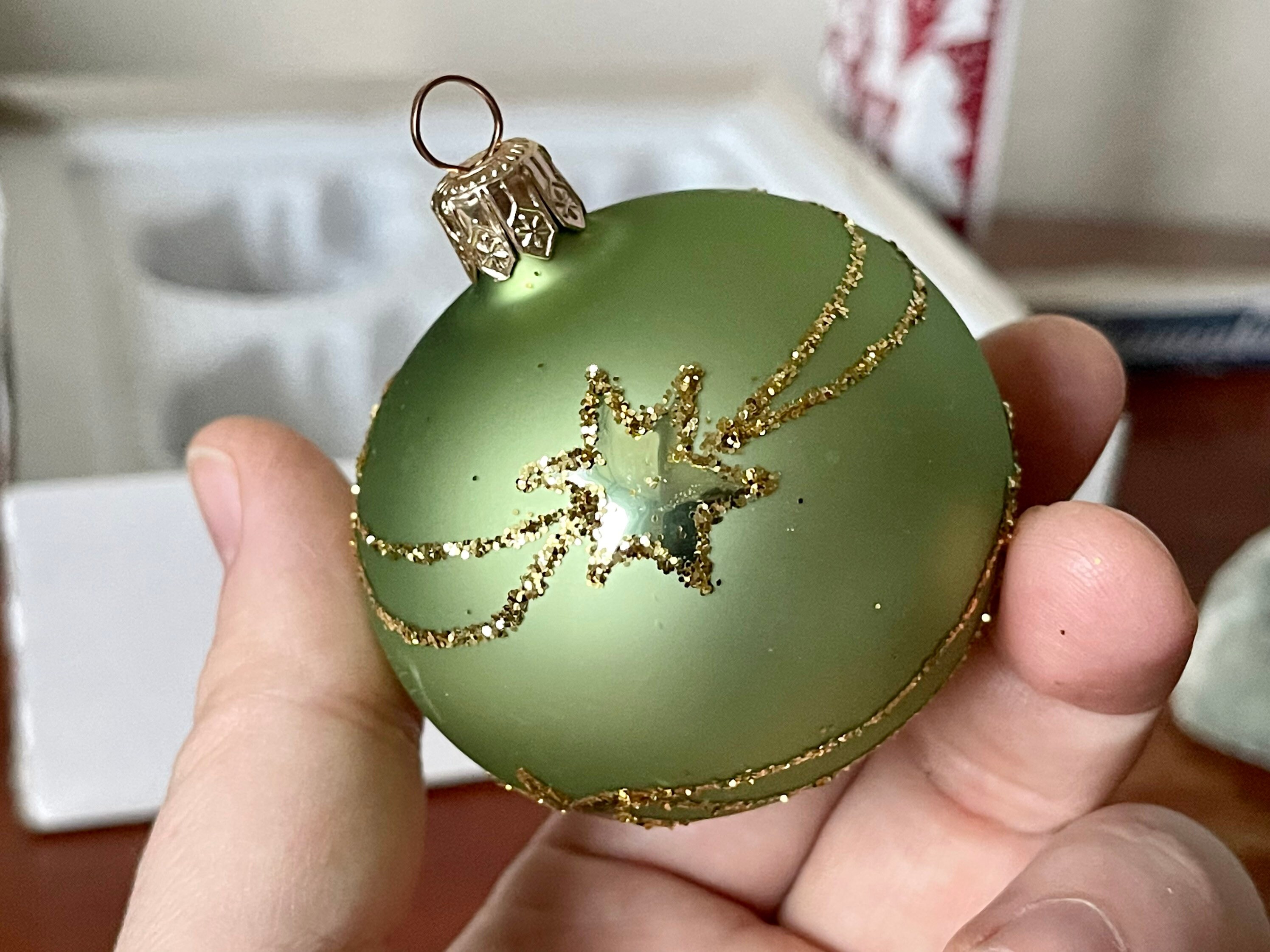 Polish Mouth Blown Glass Christmas Ornaments Set of 4 Green Etsy