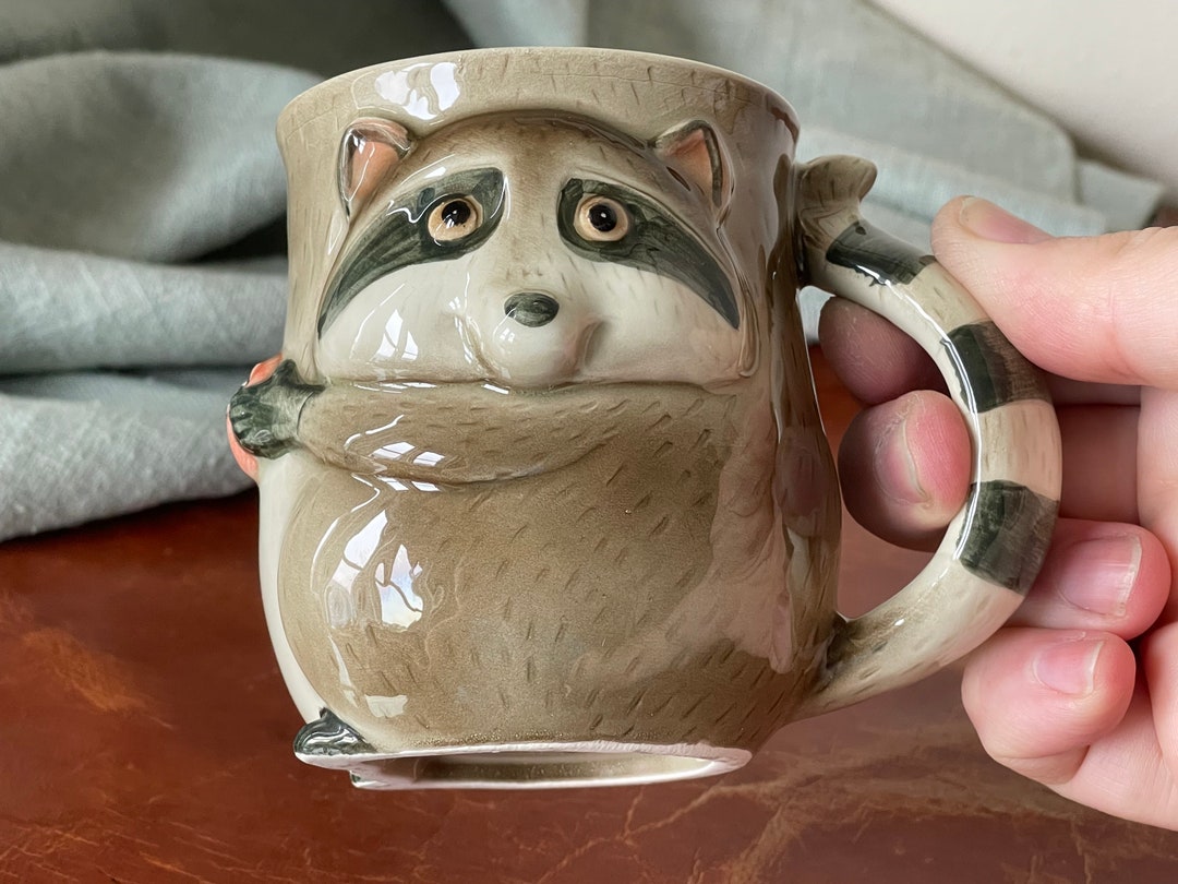 Fitz and Floyd Hand Painted Raccoon Ceramic Mug Figural Etsy
