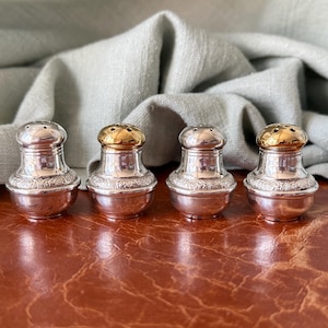 Vintage Sterling Silver Prelude Pattern Salt and Pepper Shakers Set of 4 Individual Shakers Made in the 1940’s SI1940