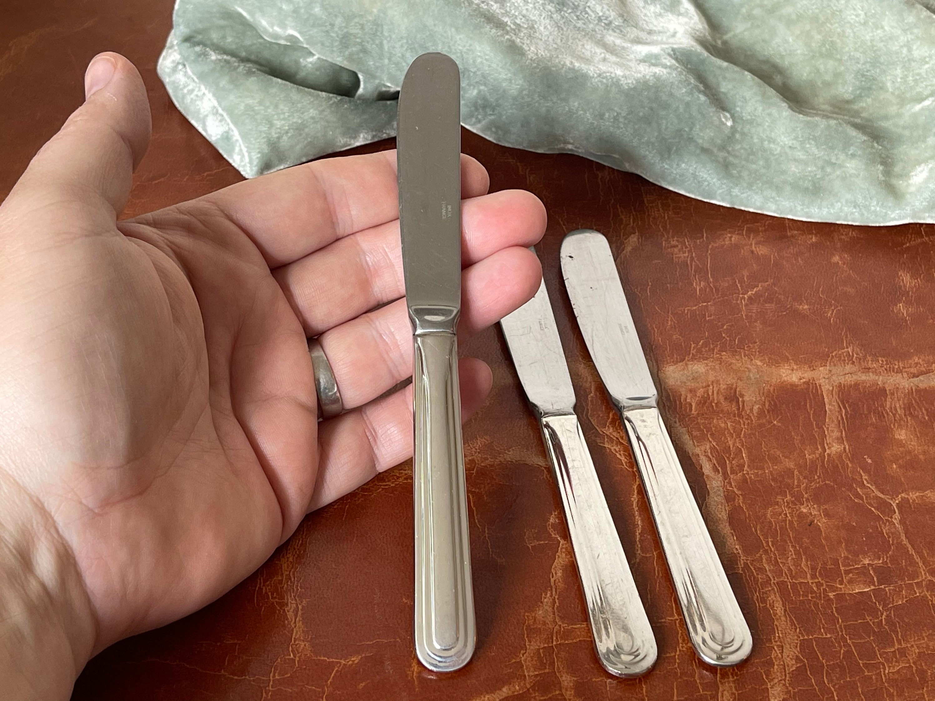Guy Degrenne Inox France Silver Plate Knives Set of 3 Art Deco Design  French Flatware Designed by Guy Degrenne SI989 