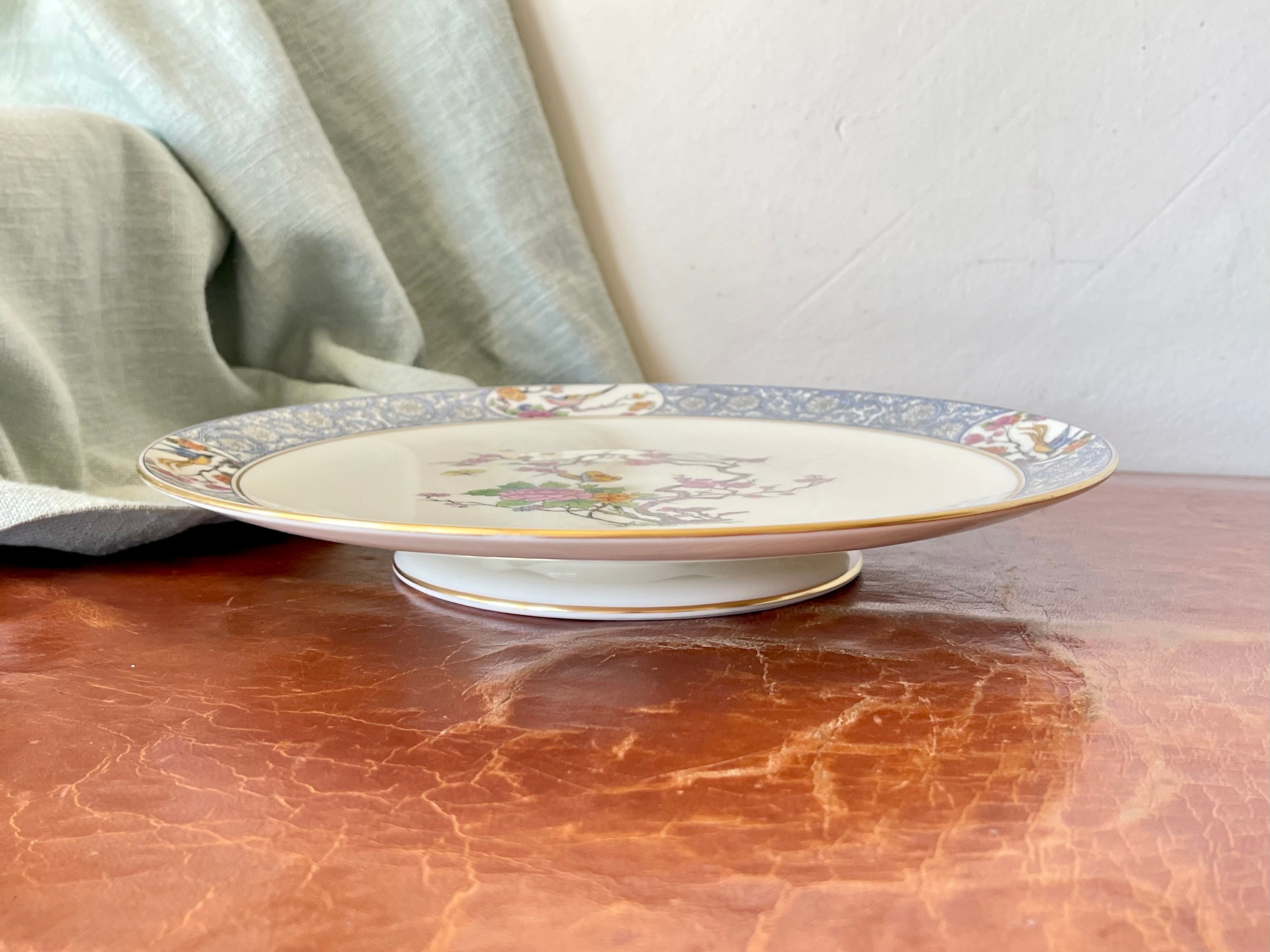 Vintage Lenox Ming Pattern Cake Plate With Pedestal Black