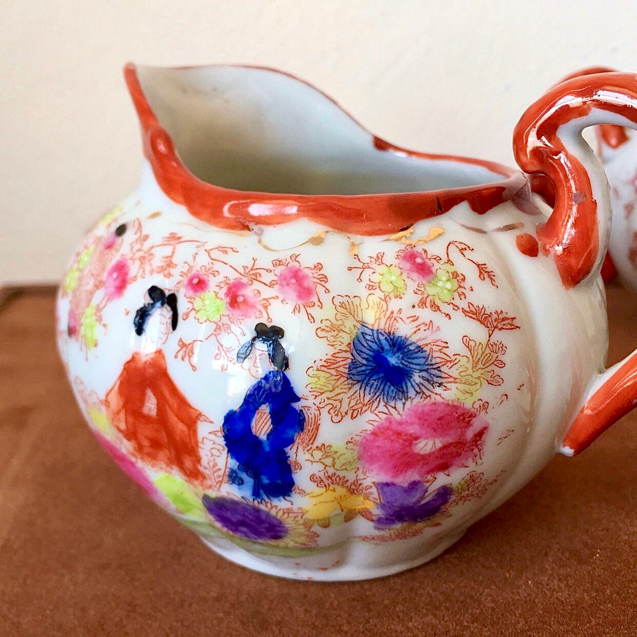 Antique Japanese Porcelain Creamer Pitcher Geisha Scene Hand