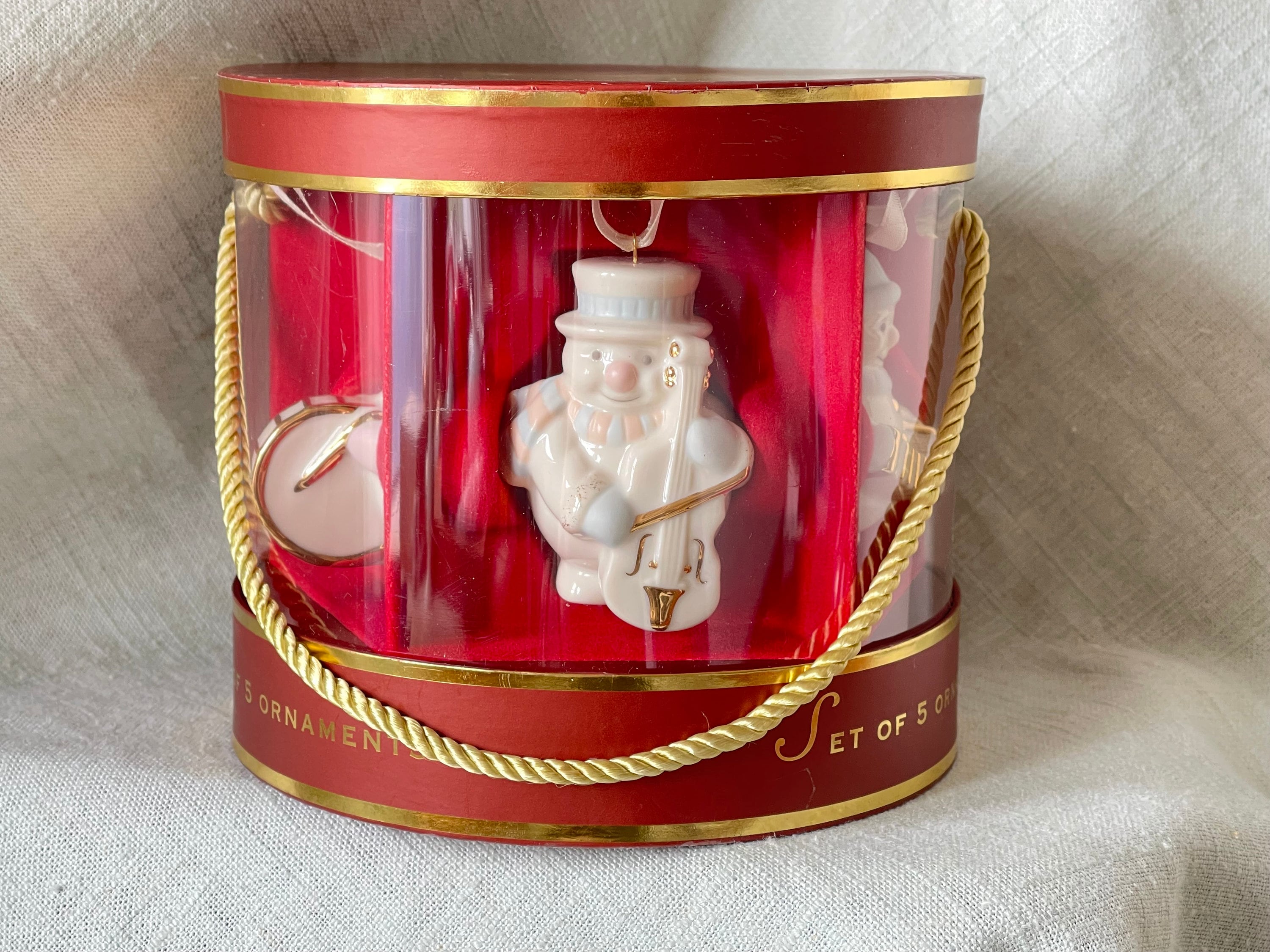 Vintage Lenox Snowman Stand Abouts Musician Christmas Tree Ornaments Set of 5 in Original Box Heirloom Bone China Christmas Ornaments OR1567