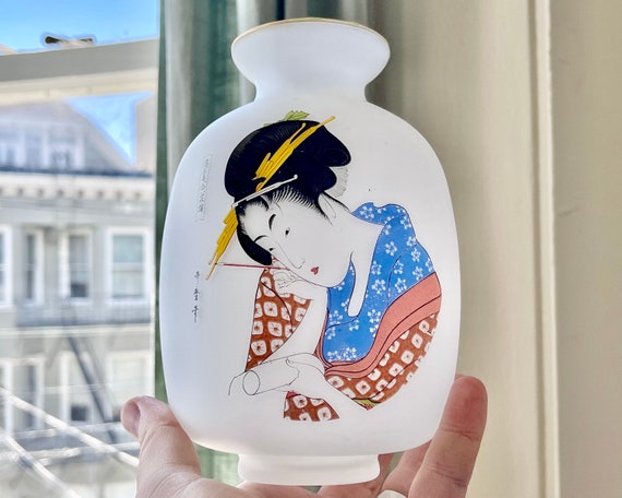 Vintage Japanese Vases With Geisha and Dragon Hand Painted 