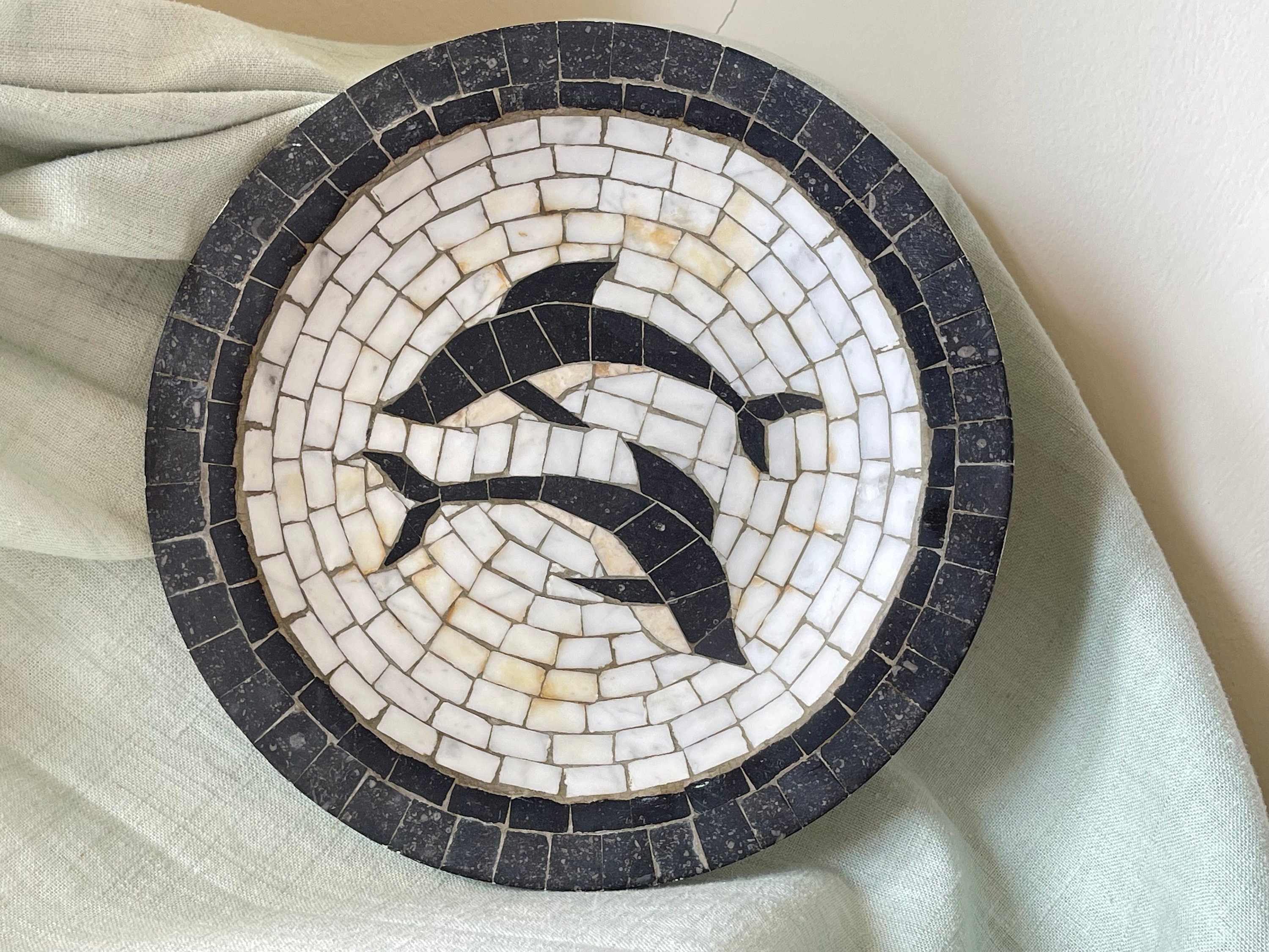 Vintage Heide Mosaic Denmark Marble Mosaic Bowl Danish Decorative