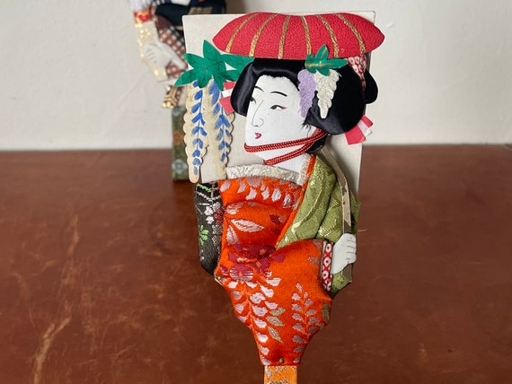 御羽子板　3点セット　Japanese paddle doll. Vintage Japanese Hagoita Paddles Decorative Geisha and Kabuki Oshi