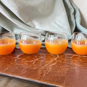 Vintage 1950’s Orange Blendo Roly Poly Glasses Atomic Mid Century Blown Glass Barware GC831