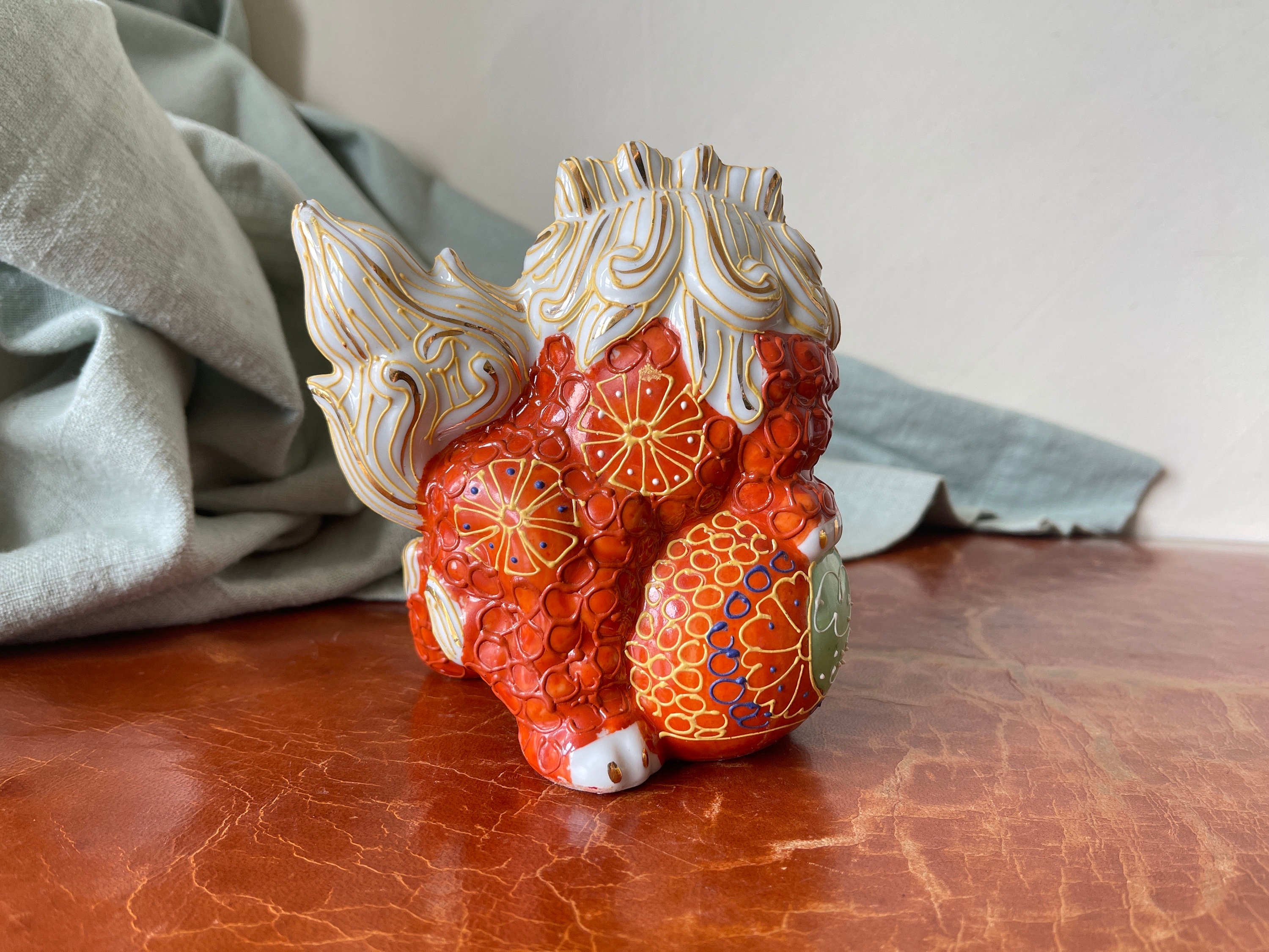 Vintage Satsuma Foo Lion Figure Shisa Dog Foo Dog Decoration