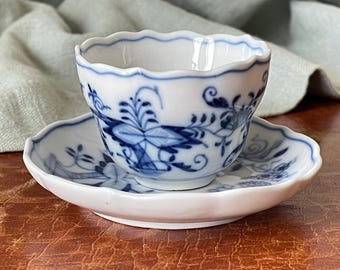 Vintage Meissen Blue Onion Porcelain Tea Set, Vintage Meissen