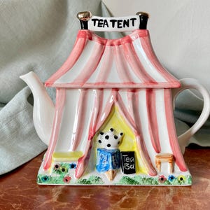 TONY CARTER Circus Tent Teapot Rare Hand Painted Collectible English Teapot Great Gift for Tea Lovers Large Size PC3686
