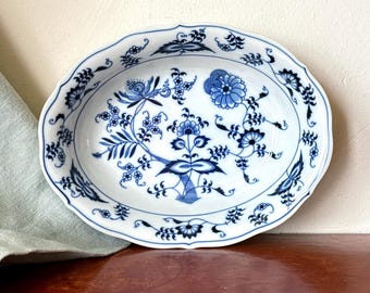 Vintage Blue Danube Vegetable Serving Bowl Blue Onion Pattern 10” Bowl Made in Japan Rectangular Backstamp 1977-2000 PC4694