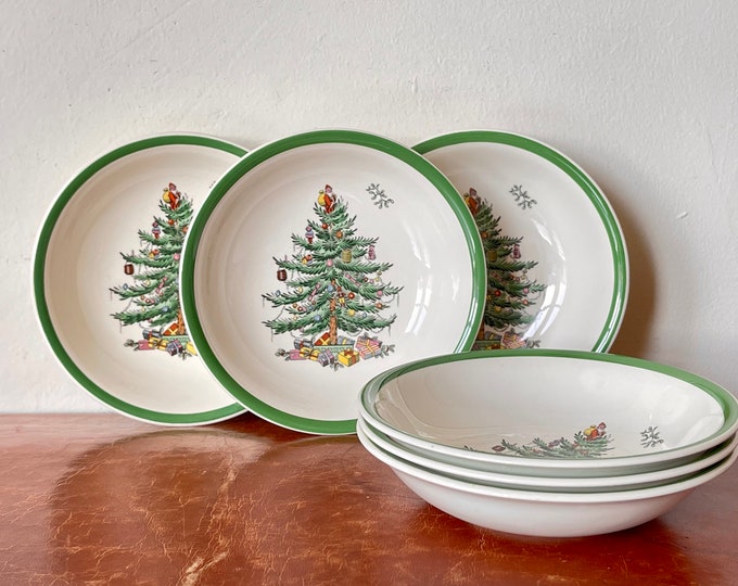 Spode England Christmas Tree Cereal Bowls Set of 6 Vintage 61/4 Spode