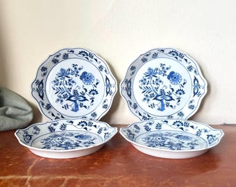 Vintage Blue Danube Au Gratin Baking Dishes Set of 4 Blue Onion Pattern Baking Dishes Made in Japan Rectangular Backstamp 1977-2000 PC4690