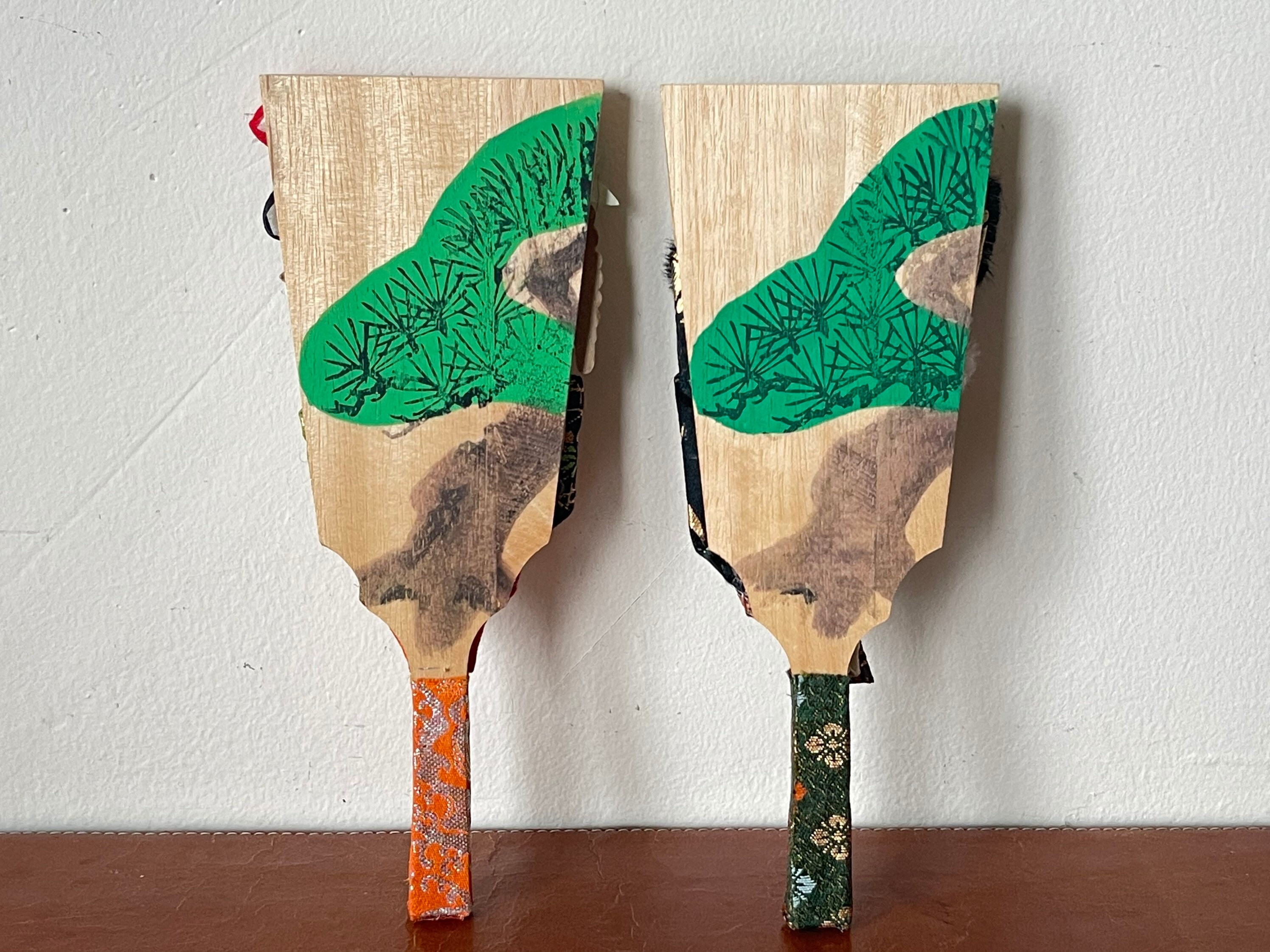 Vintage Japanese Hagoita Paddles Decorative Geisha and Kabuki Oshi