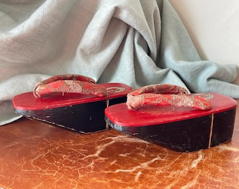 Vintage Maiko Okobo Pokkuri Kimono Sandals Shoes Japanese