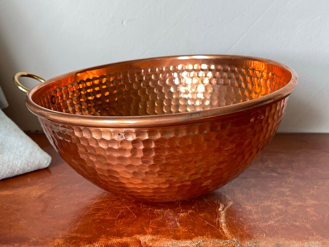 Hammered Copper Mixing Bowl Round Bottom Egg White Beating Bowl With