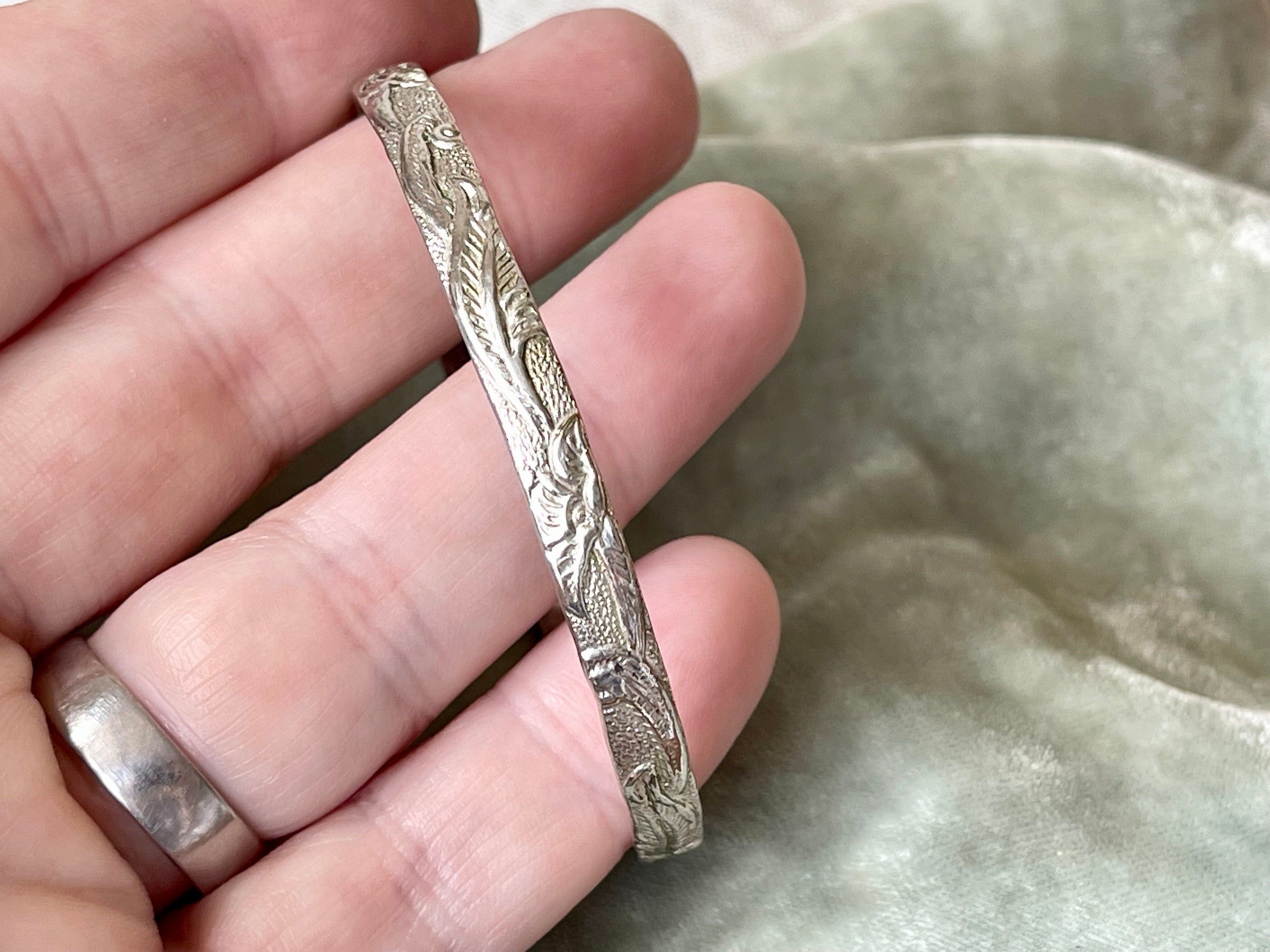 Vintage Mexican Sterling Silver Bangle Bracelet Art Nouveau
