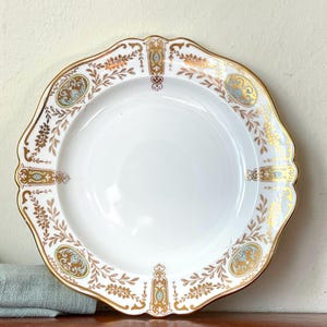 Antique Wedgwood Salad Dessert Plate Blue and Gold Garland Swag Scalloped Edge Plate Rare Amphora and 3 Star Mark PC3926