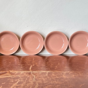 Vintage Franciscan Ware El Patio Rose Pink Bowls Set of 4 Retro California Pottery Berry Fruit Dessert Bowls 1940’s PC3559