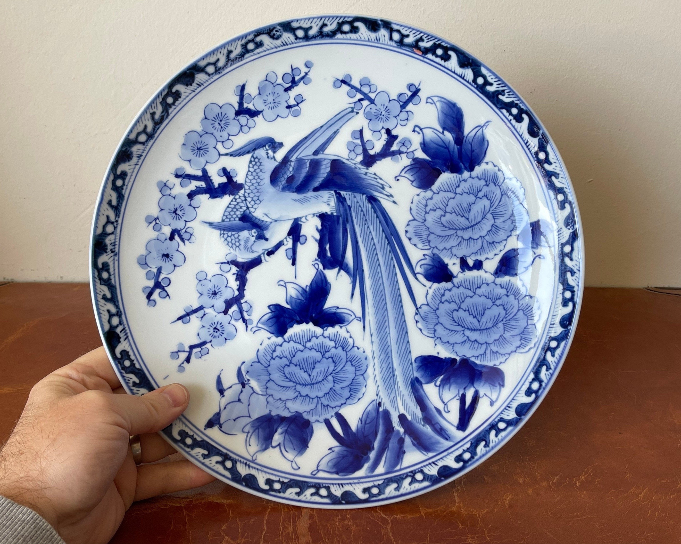 Japanese Porcelain Charger Wall Plate 12 Inch Blue Hand - Etsy