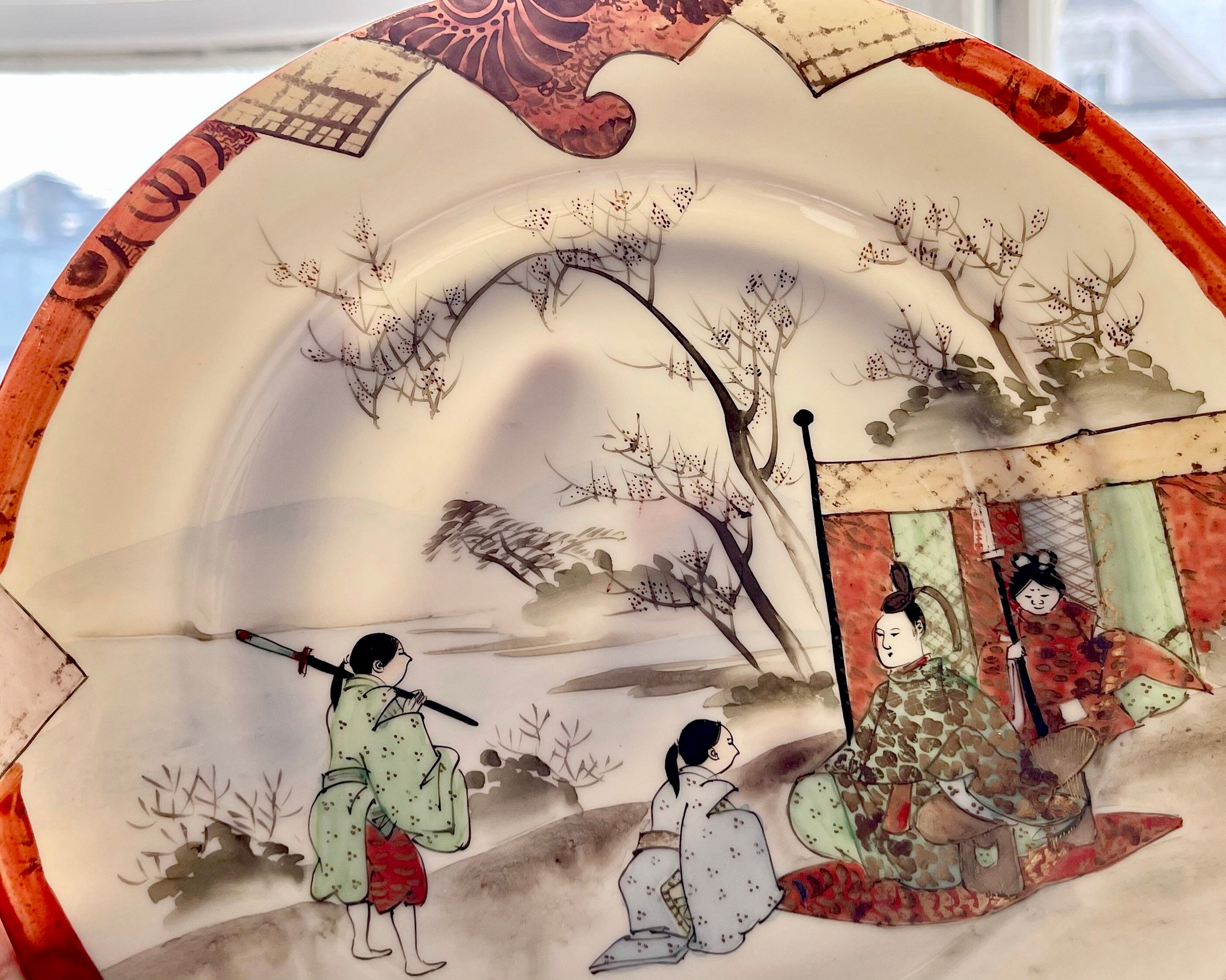 おまめ1982 中村梅山 向付 五客 共箱 猪口 【k3237】 Antique Kutani Porcelain Plates Set of 2 Hand Painted Meiji