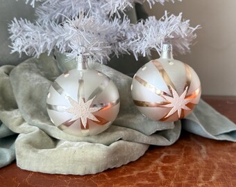 Vintage Glass Indent Reflector Christmas Ornaments Set of 14