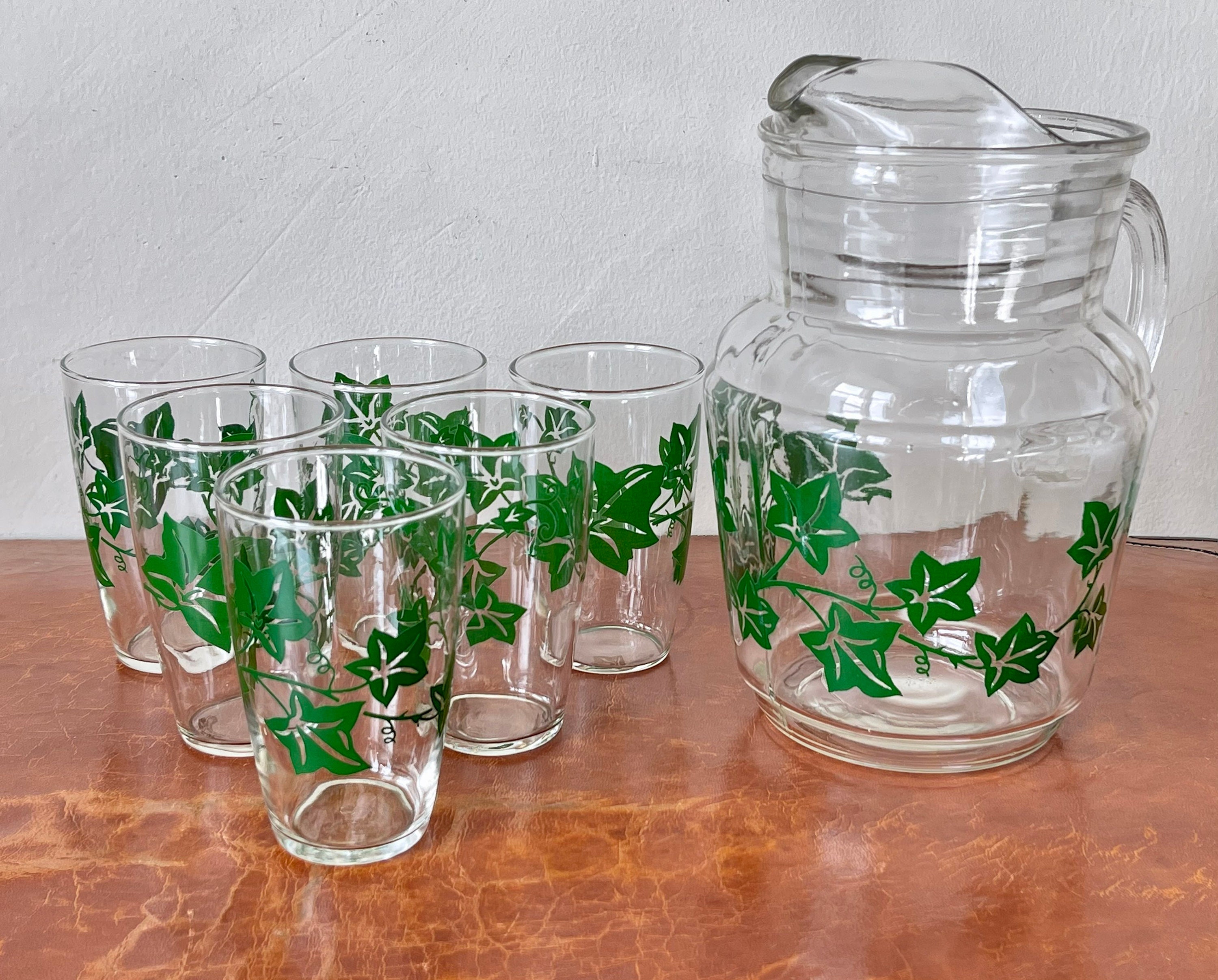 VINTAGE GREEN GLASS PITCHERS - Privet House Supply