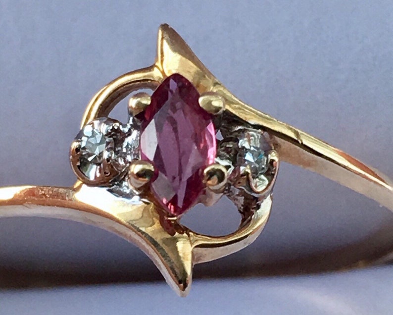 Ruby and Diamond 10k Gold Ring Size 7 10k Gold Vintage Estate JewelryJuly Birthstone40th Anniversary FJ77A