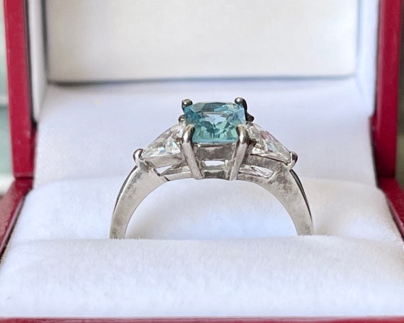 Emerald Cut Blue Topaz Ring Size 7.75 Blue Topaz … - image 5