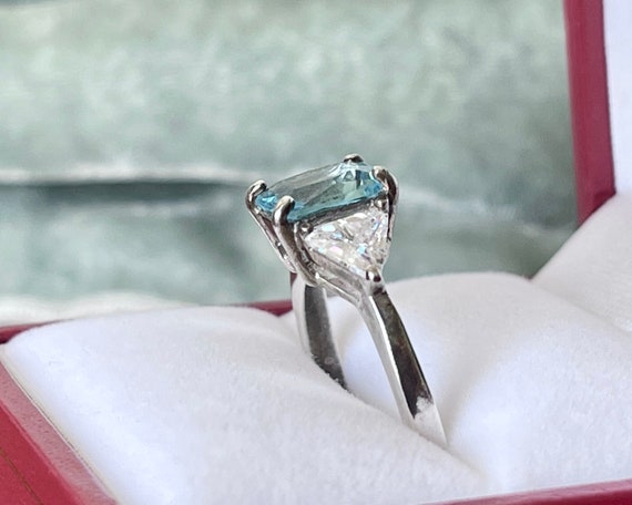 Emerald Cut Blue Topaz Ring Size 7.75 Blue Topaz … - image 10