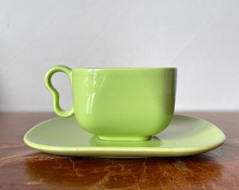 Vintage Franciscan Ware Tiempo Sprout Green Cup and Saucer 1940’s Lime Green Cup and Matching Saucer with 1940’s USA Back Stamp PC3347