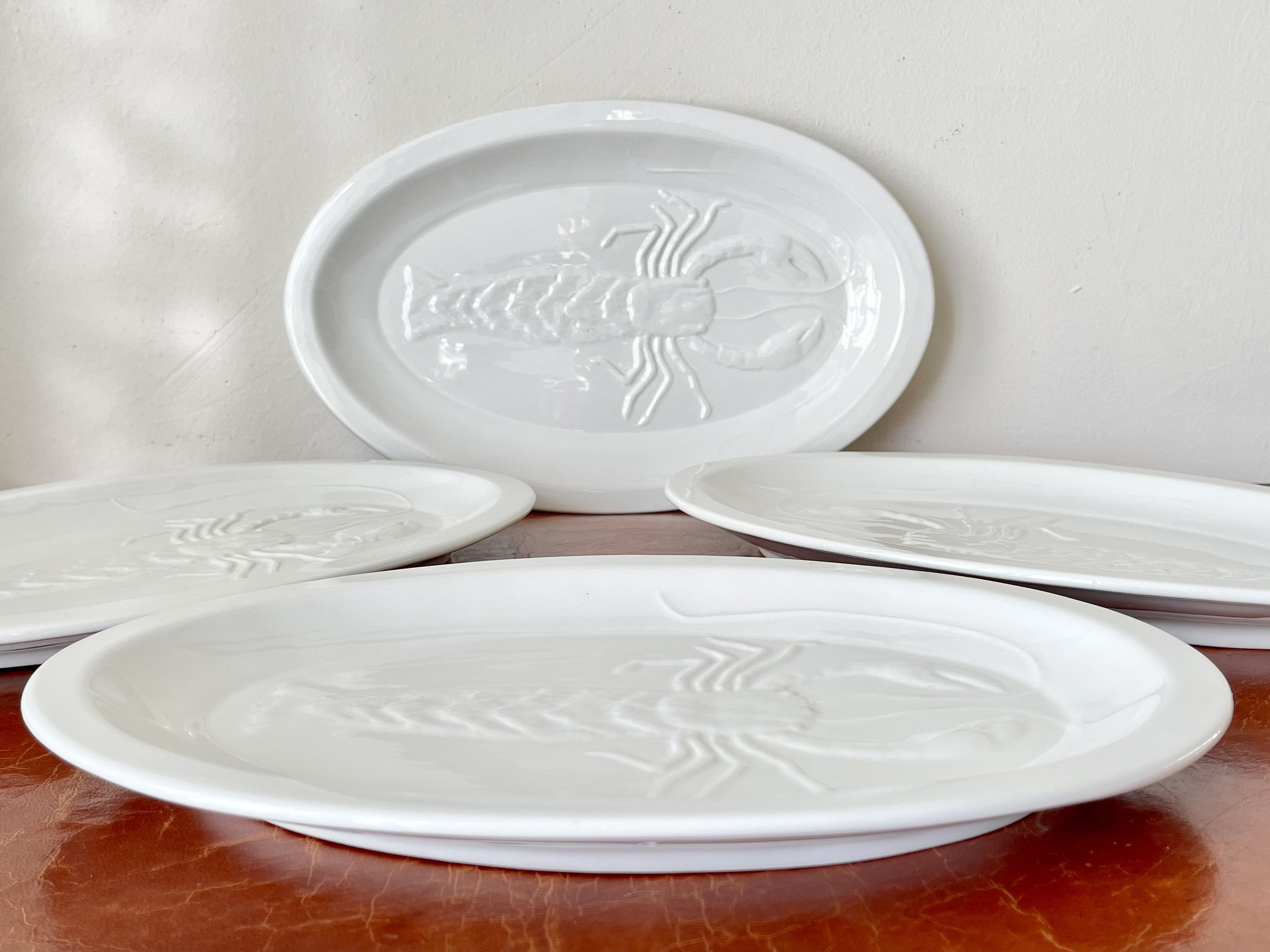 Italian Majolica Pottery Lobster Plates Set of 4 1960s White Etsy