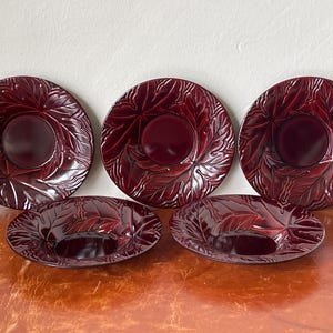 Japanese Lacquer Chataku Tea Coasters Set of 5 Embossed Leaf Design Tea Saucers Japanese Tea Ceremony Made in Japan SI1757