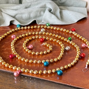 Vintage Gold Multicolor Mercury Glass Garland Rare Glass Christmas Tree Garlard made in Japan circa 1950’s OR1948