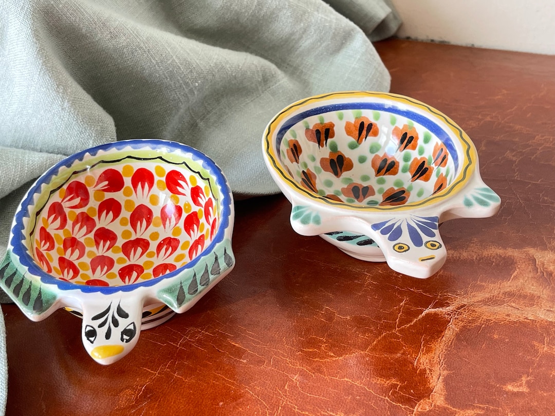 Mexican Majolica Pottery Salsa Bowls Set of 2 Mexican Turtle Etsy