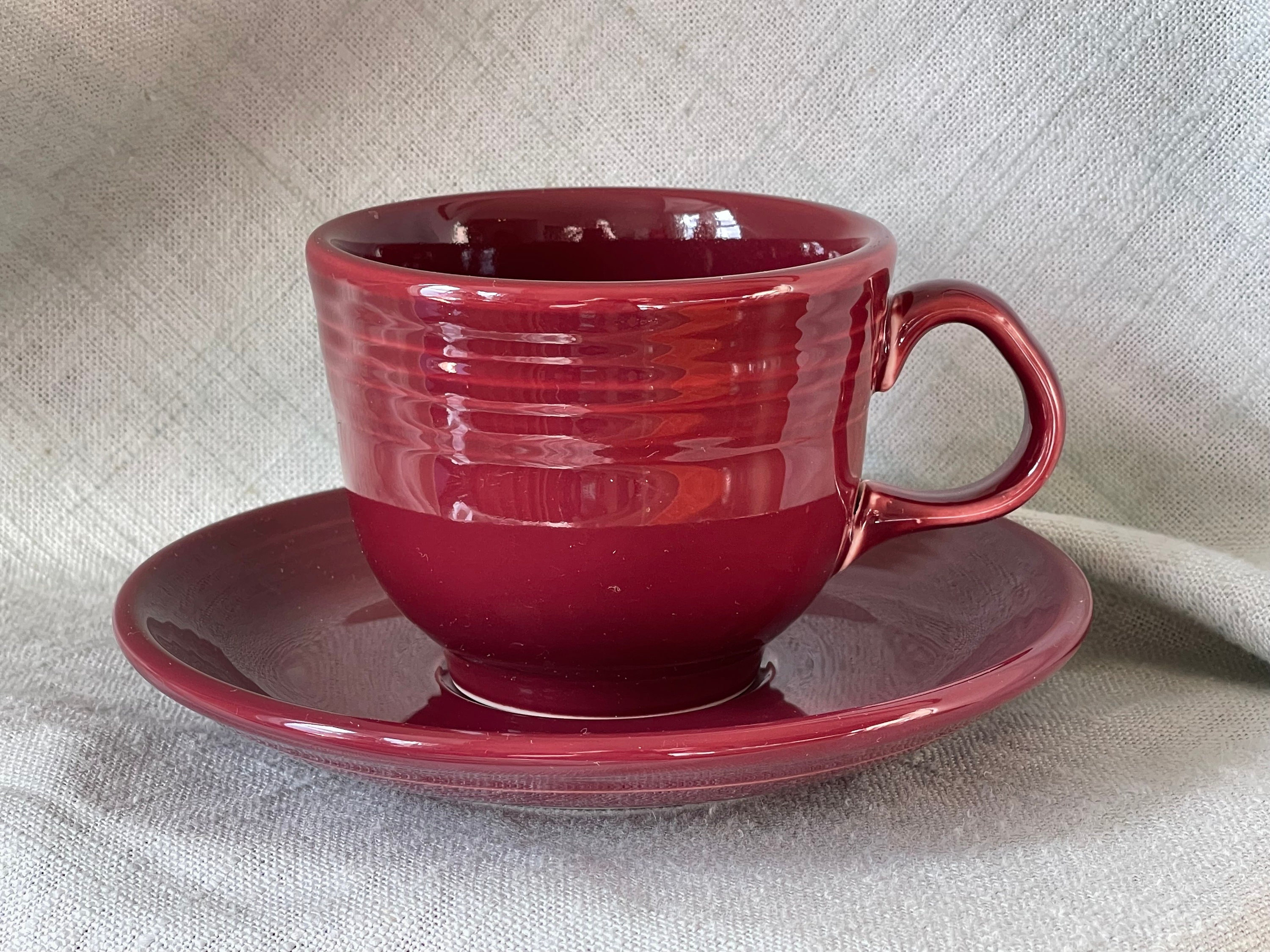 Fiesta Ware Cinnabar Cup and Saucer Set Homer Laughlin Fiesta