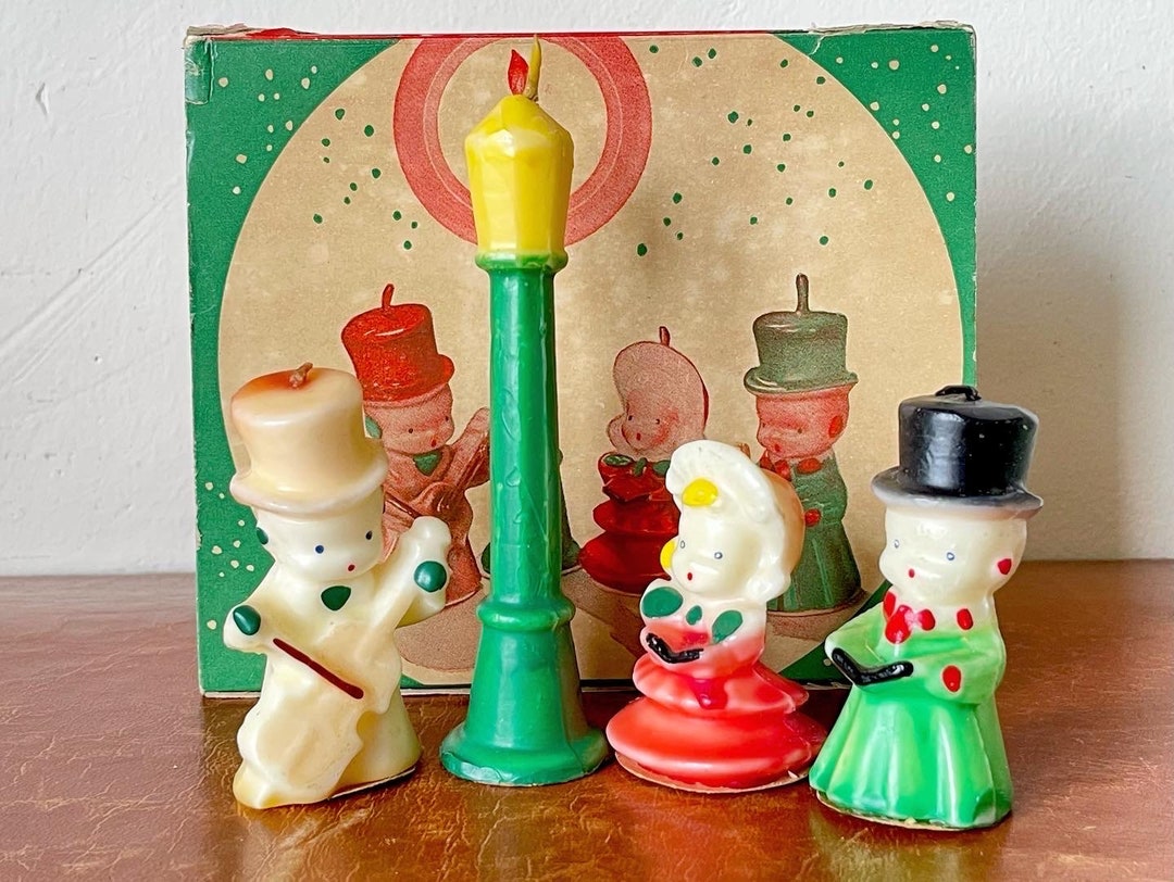 Vintage 1940s Tavern Novelty Candles the Carollers Christmas Candle Set