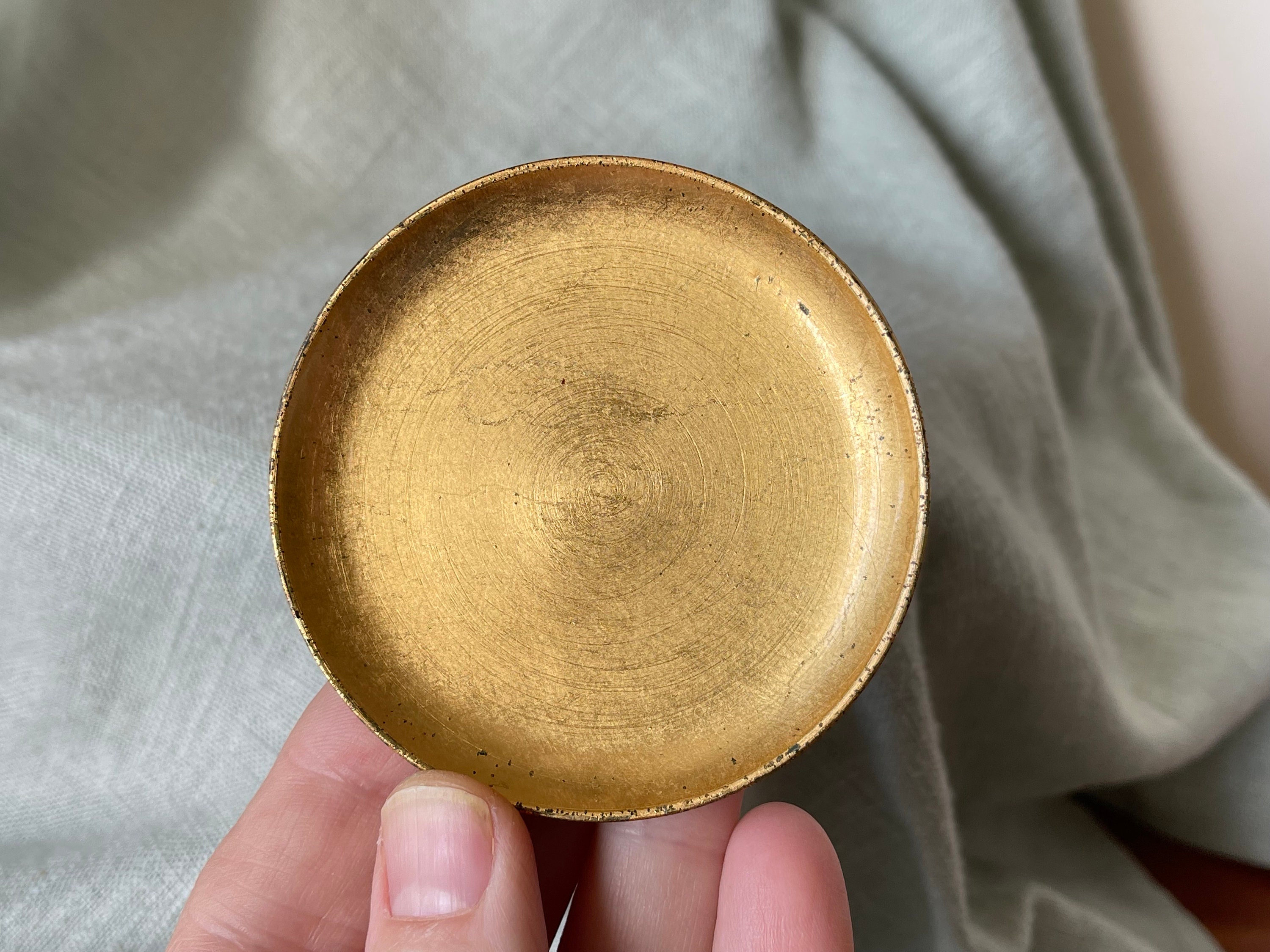 Vintage Gold Lacquer Cocktail Coaster Set of 7 Japanese Gold