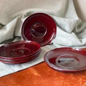 Vintage Japanese Lacquered Wooden Tea Coasters (Chataku) Set of 5 Wood Tea Saucers Japanese Tea SI1760