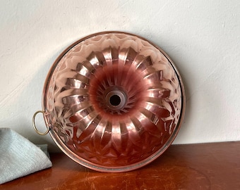 Vintage Portugal Copper Bundt Cake Mold Tin Lined Copper Kitchen Art Country French Kitchen SI1337