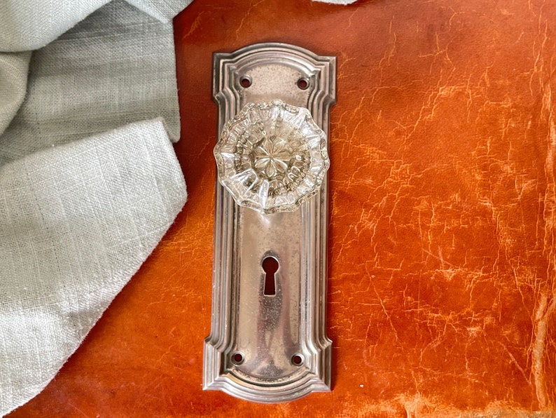 Vintage Door Knob Back Plate Circa 1930s Polished Nickel Etsy