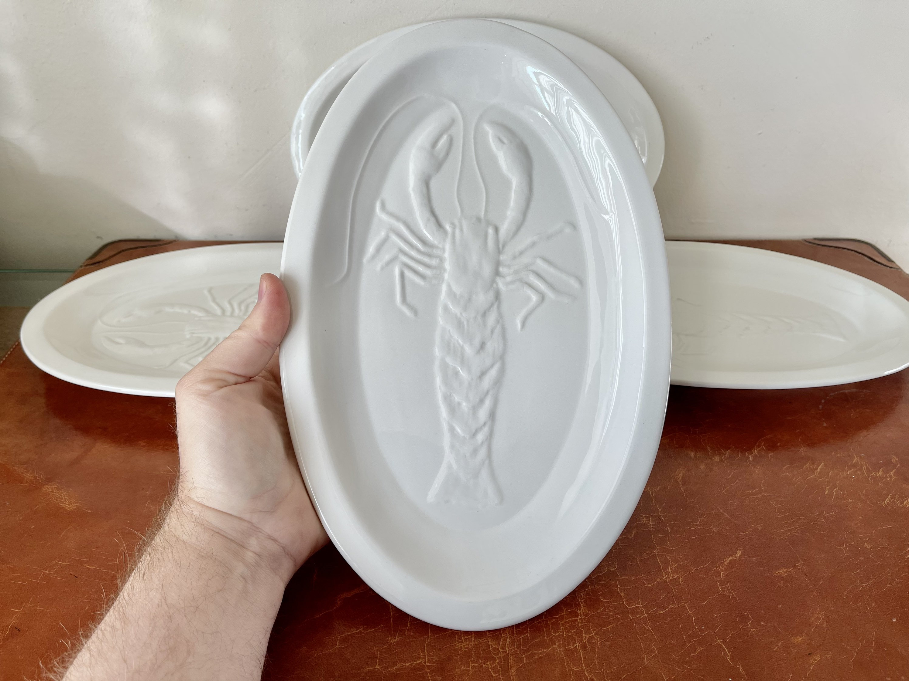 Italian Majolica Pottery Lobster Plates Set of 4 1960s White Etsy