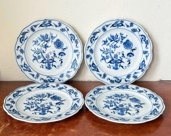 Vintage Blue Danube Plates Set of 4 Blue Onion Meissen Pattern Bread and Butter Plates Made in Japan Rectangular Backstamp 1970’s PC4714